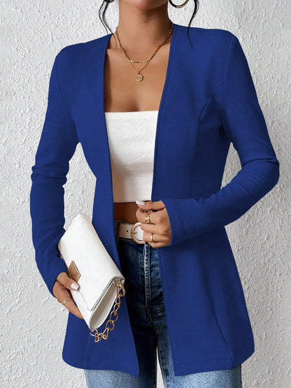 Single Button Solid Color Long Sleeve Jacket
