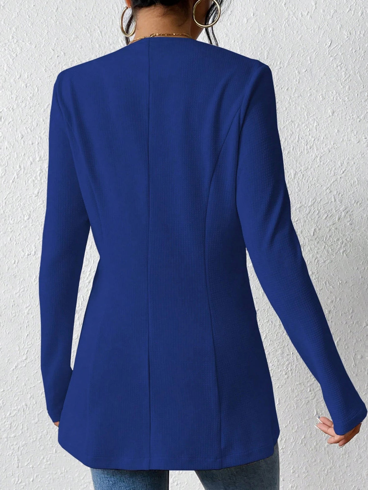Single Button Solid Color Long Sleeve Jacket