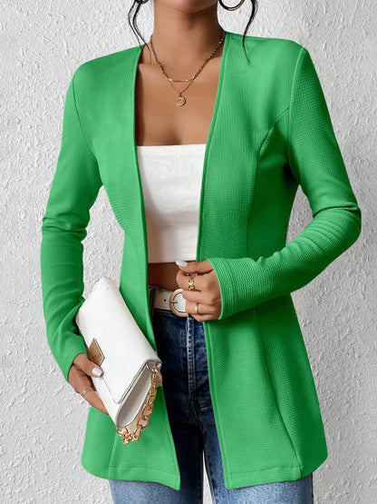 Single Button Solid Color Long Sleeve Jacket