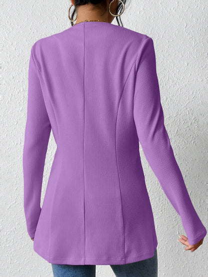 Single Button Solid Color Long Sleeve Jacket
