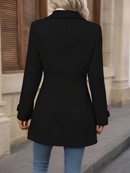 Lapel Long Sleeves Button Down Solid Color Coat