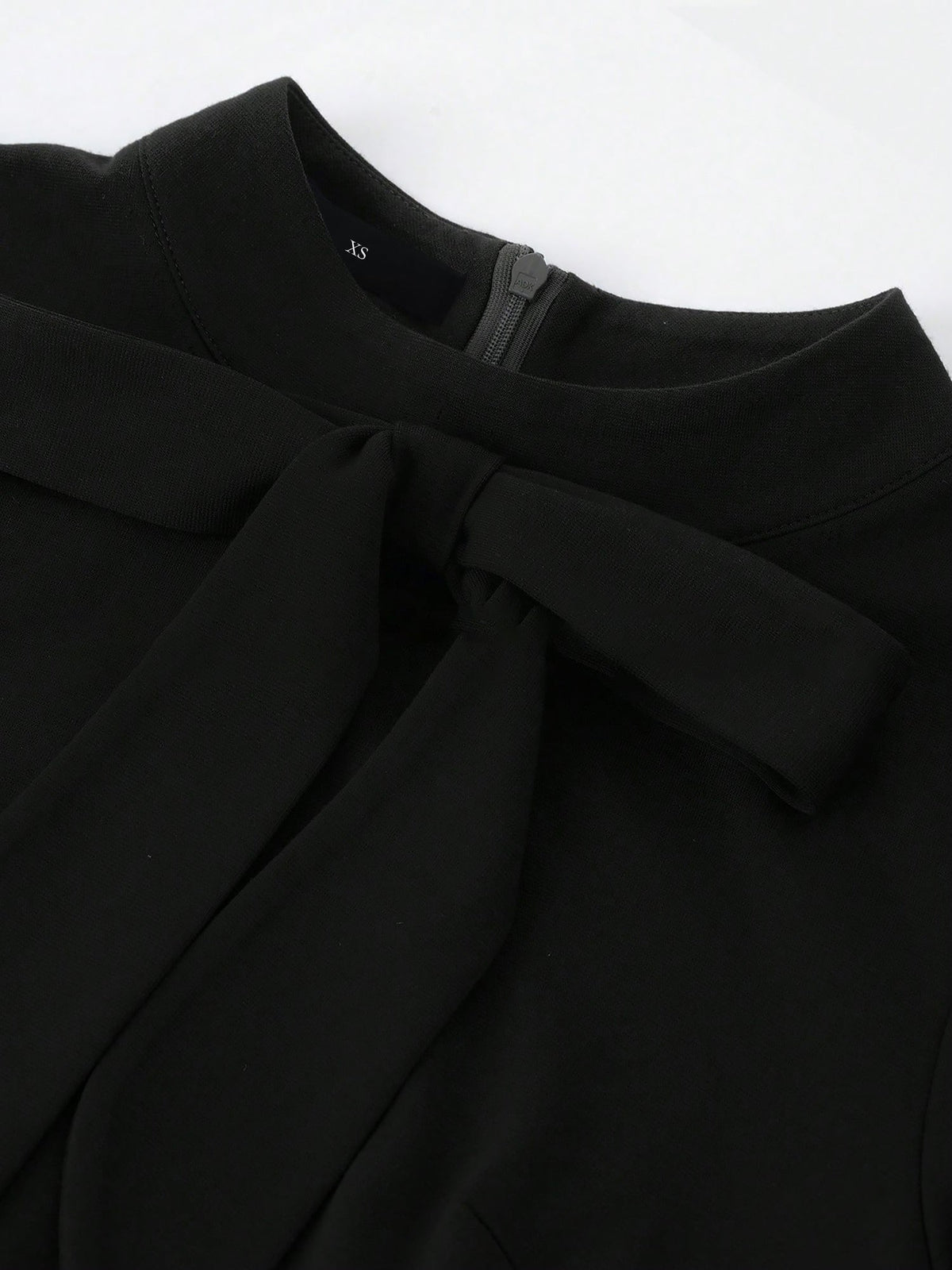 Bow Button Decor 3/4 Sleeves Work Midi Sheath Dress