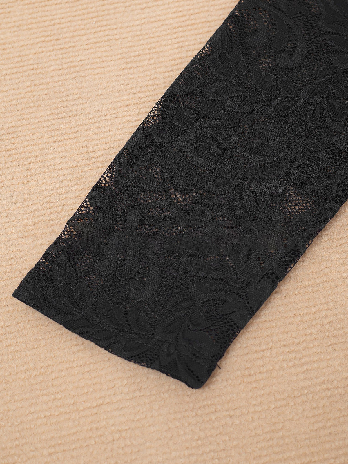 Lace Patchwork 3/4 Sleeves Midi Sheath Dress