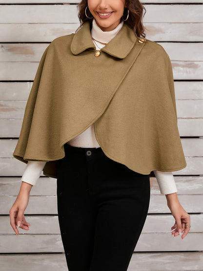 Solid Color Cropped Cape Cloak Jacket