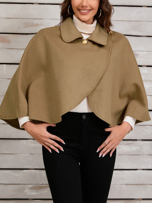 Solid Color Cropped Cape Cloak Jacket