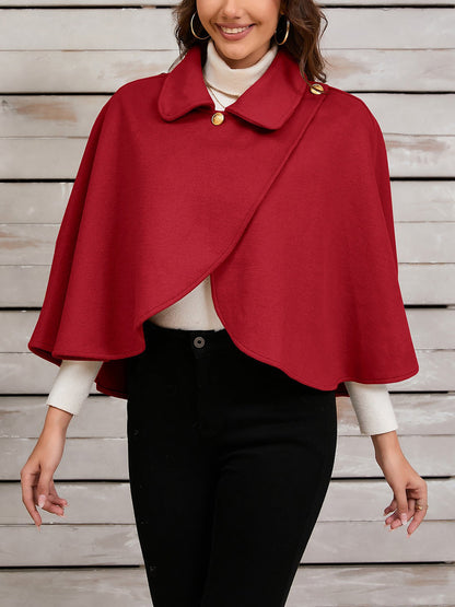 Solid Color Cropped Cape Cloak Jacket