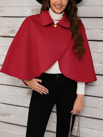 Solid Color Cropped Cape Cloak Jacket