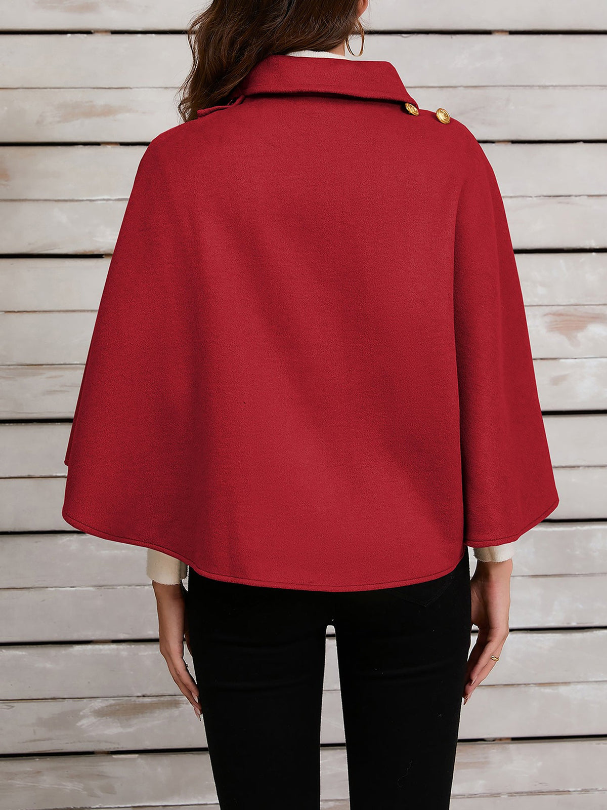 Solid Color Cropped Cape Cloak Jacket