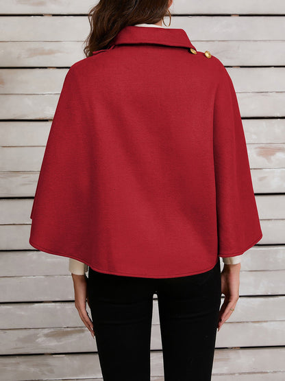 Solid Color Cropped Cape Cloak Jacket