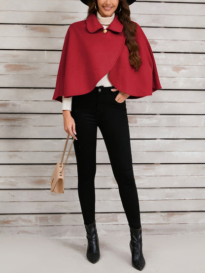 Solid Color Cropped Cape Cloak Jacket