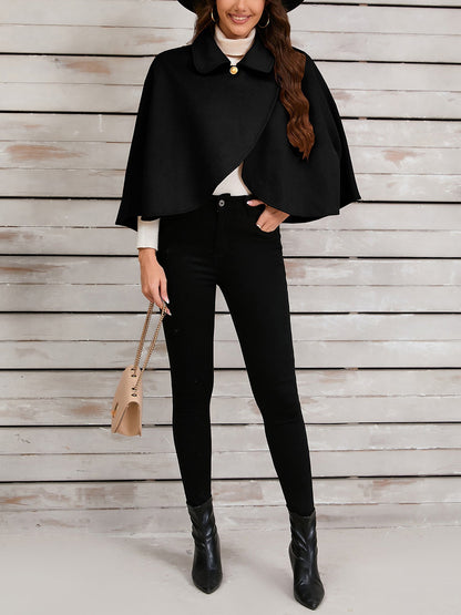 Solid Color Cropped Cape Cloak Jacket