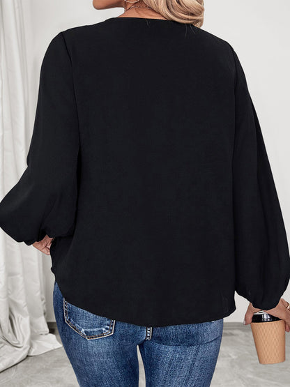 Long Sleeves Leopard Print Patchwork Blouse