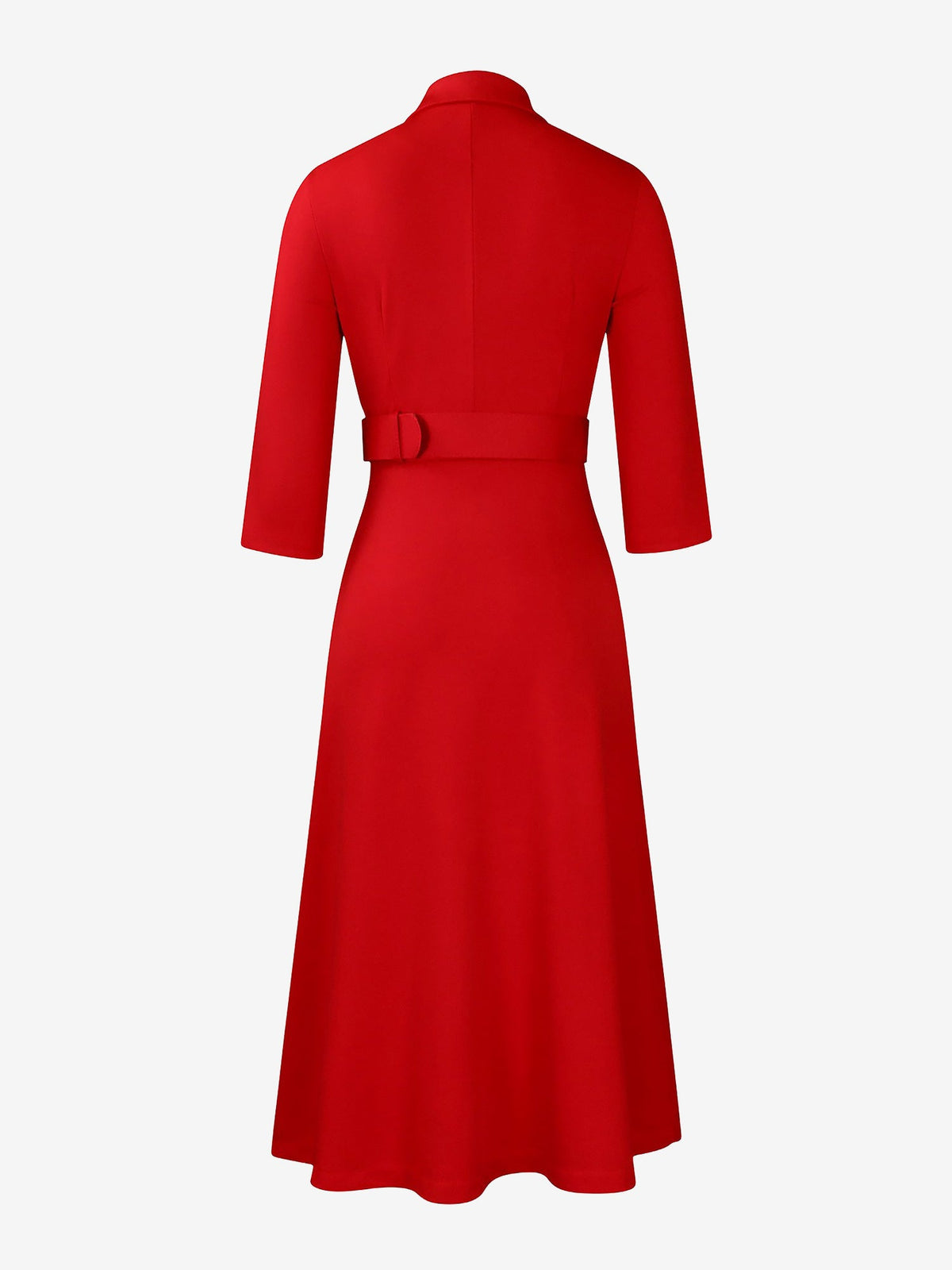 Notched Lapel Double-breasted Belted Midi Dress