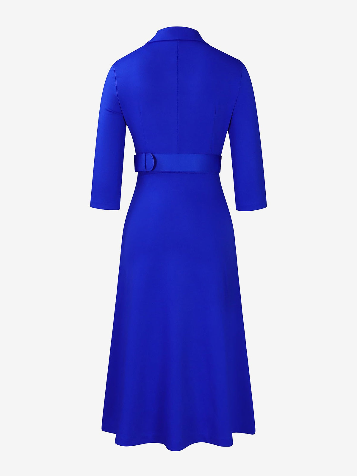 Notched Lapel Double-breasted Belted Midi Dress