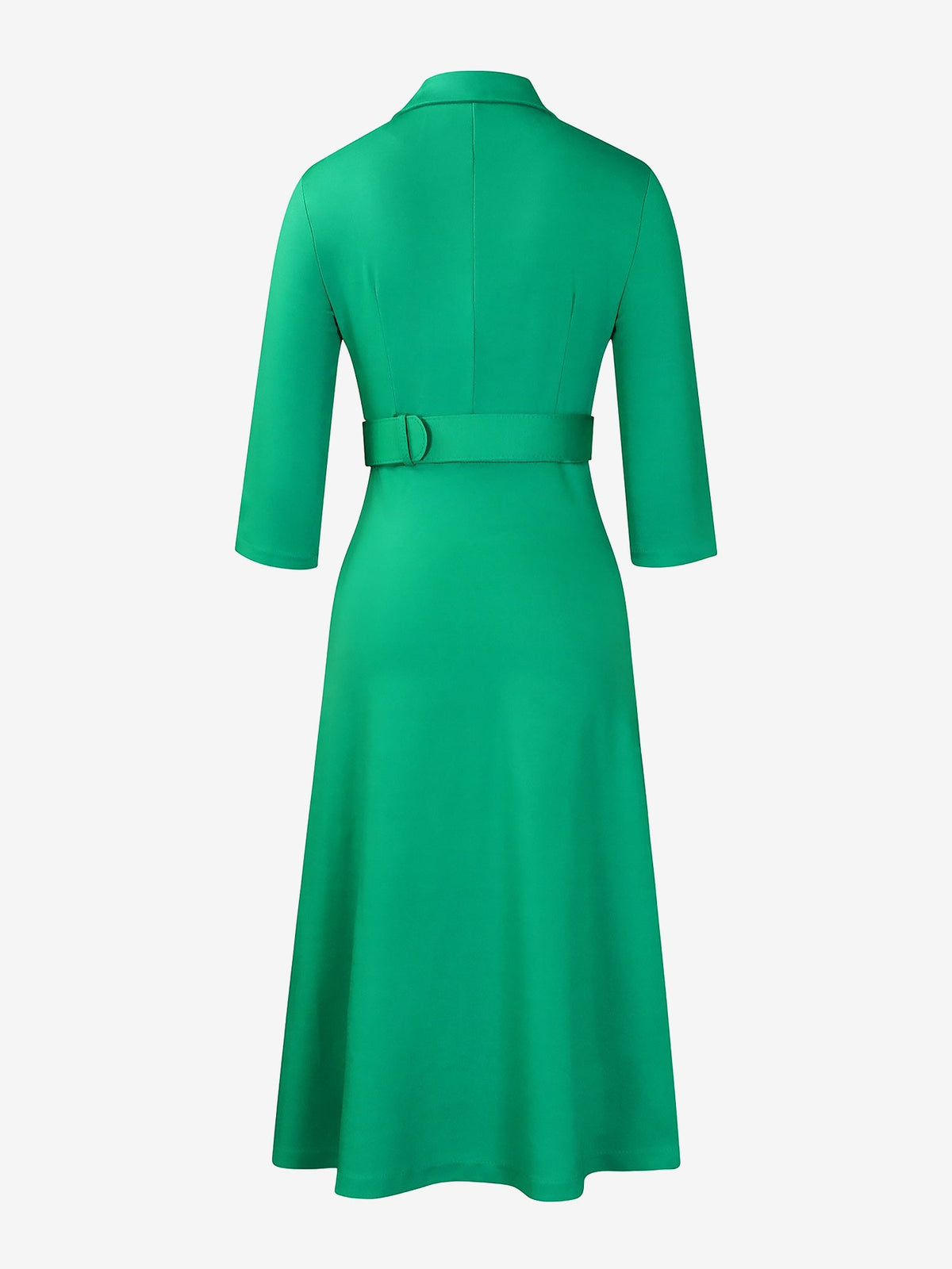 Notched Lapel Double-breasted Belted Midi Dress