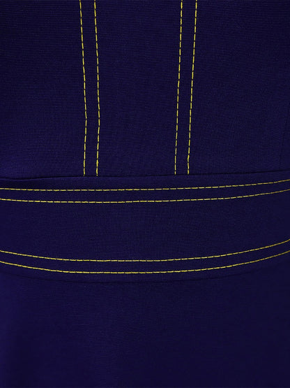 Round Neck 3/4 Sleeves A-Line Midi Work Dress