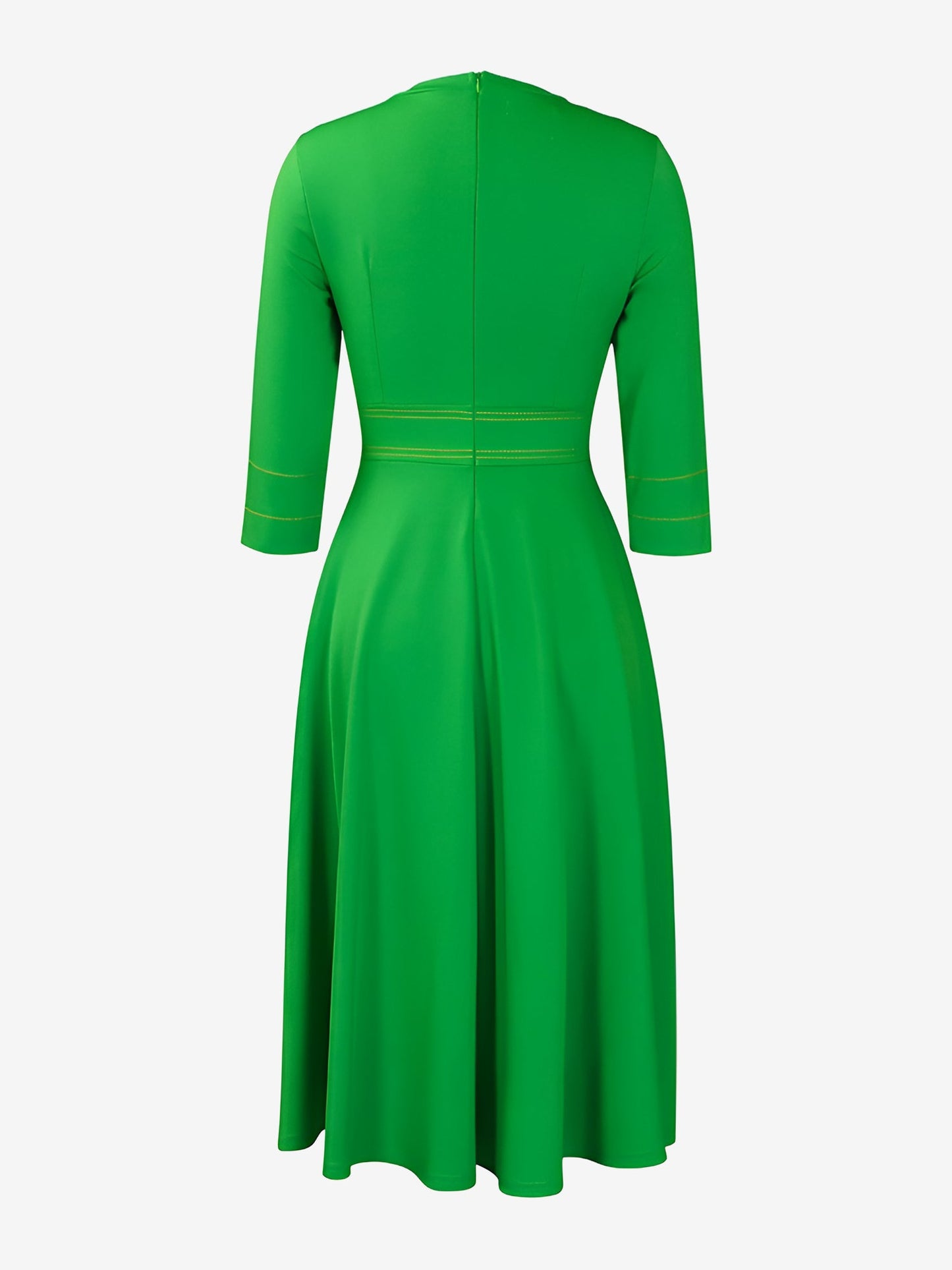 Round Neck 3/4 Sleeves A-Line Midi Work Dress