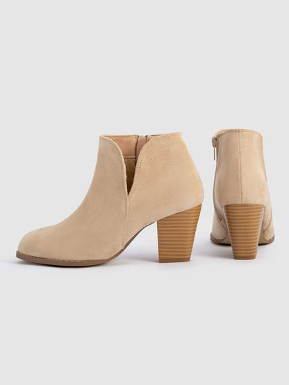 Round Toe Faux Suede Thick Heel Ankle Boots
