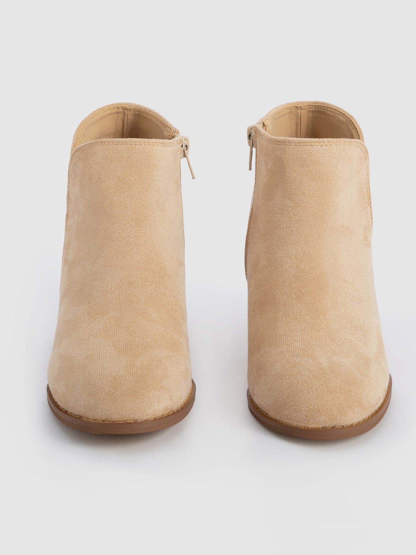Round Toe Faux Suede Thick Heel Ankle Boots