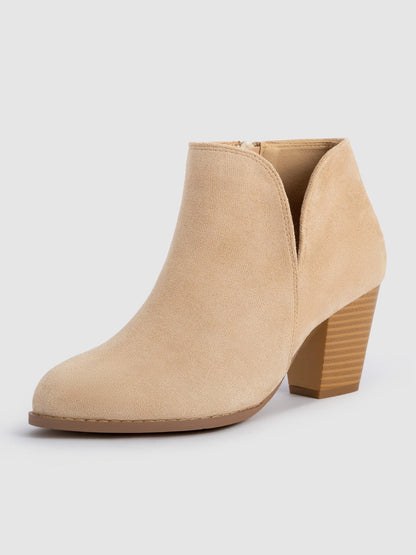 Round Toe Faux Suede Thick Heel Ankle Boots