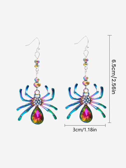 Halloween Colorful Spider Dangle Earrings