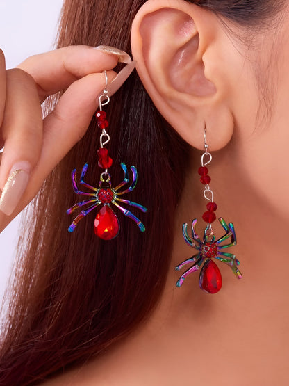Halloween Colorful Spider Dangle Earrings