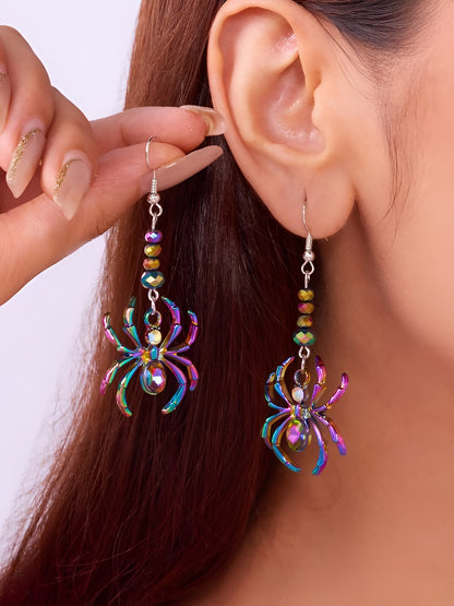 Halloween Colorful Spider Dangle Earrings