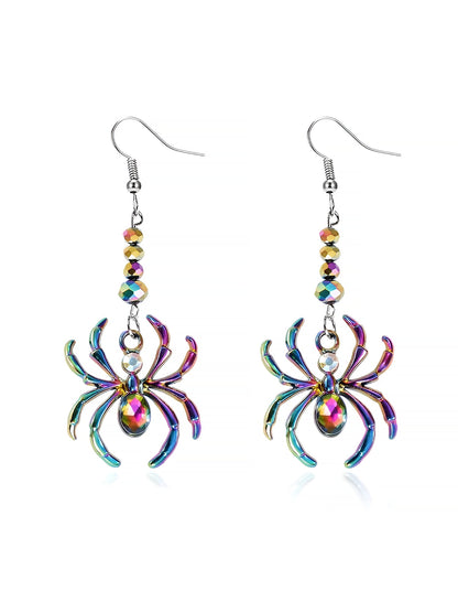 Halloween Colorful Spider Dangle Earrings