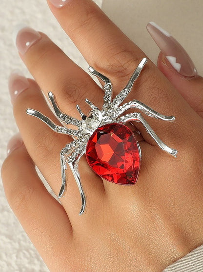 Halloween Spider Diamond Adjustable Ring