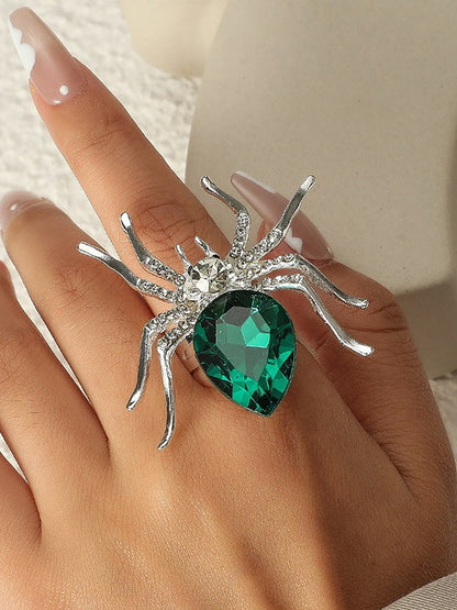Halloween Spider Diamond Adjustable Ring