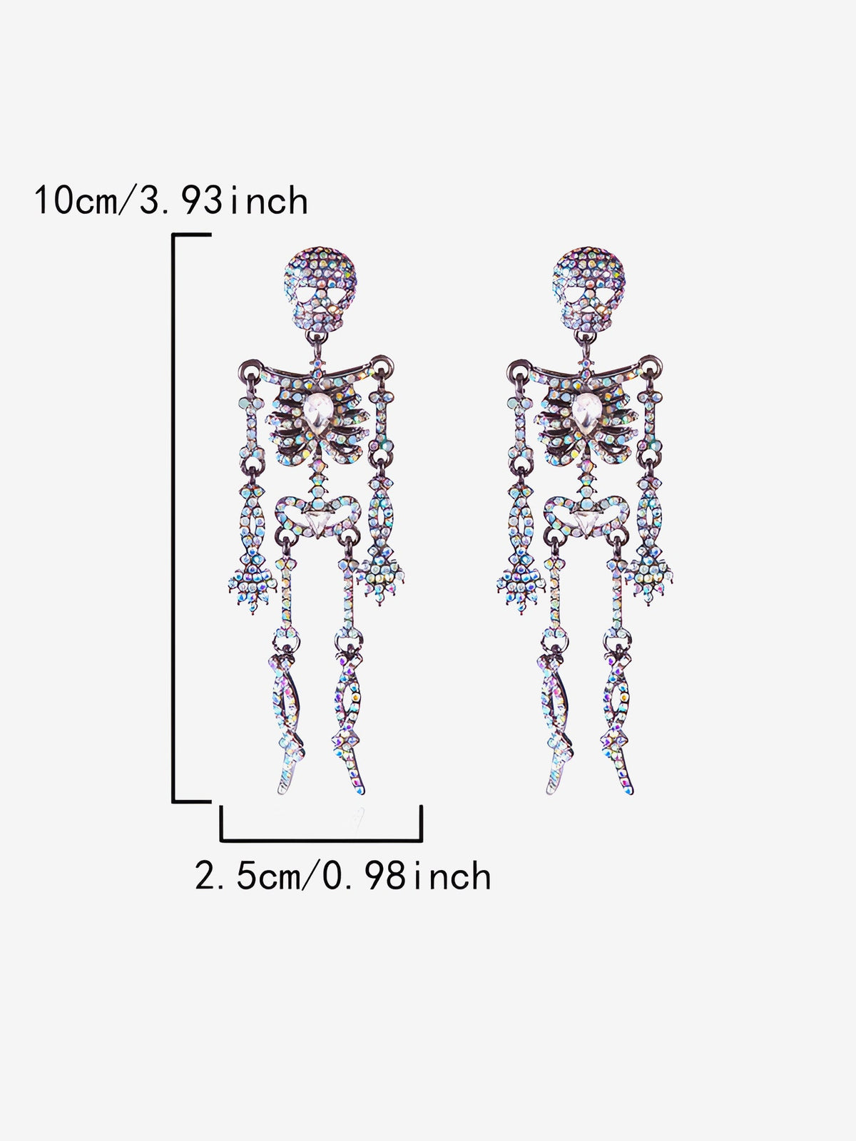 Halloween Full Skeleton Skull Diamond Glittering Earrings