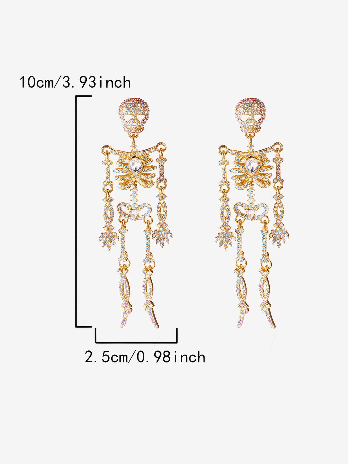 Halloween Full Skeleton Skull Diamond Glittering Earrings