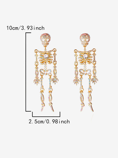 Halloween Full Skeleton Skull Diamond Glittering Earrings