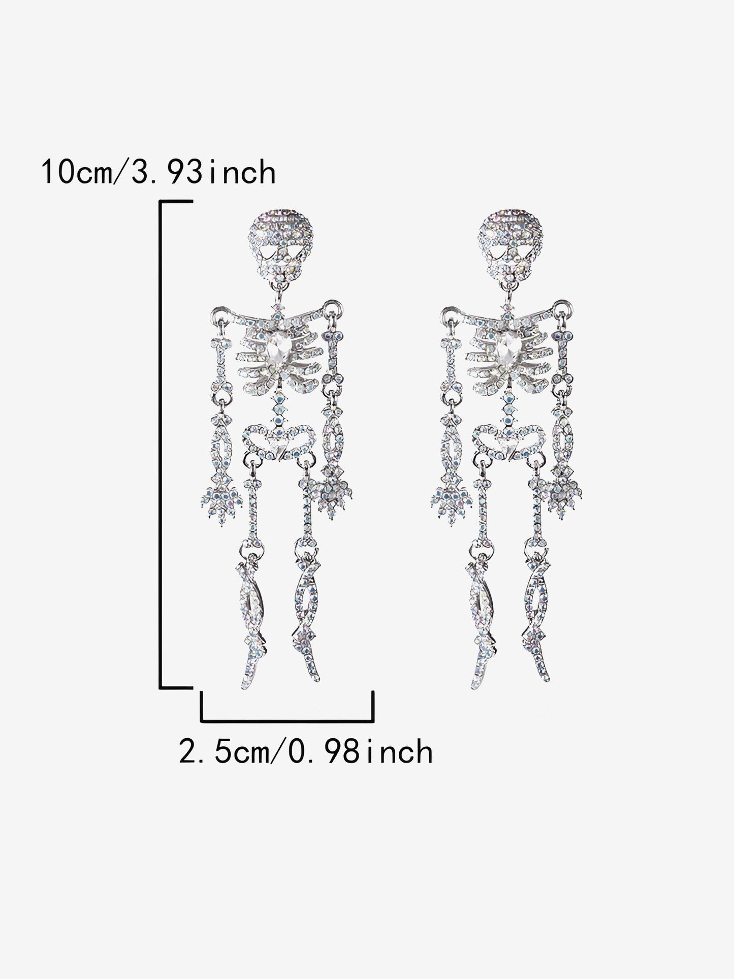 Halloween Full Skeleton Skull Diamond Glittering Earrings