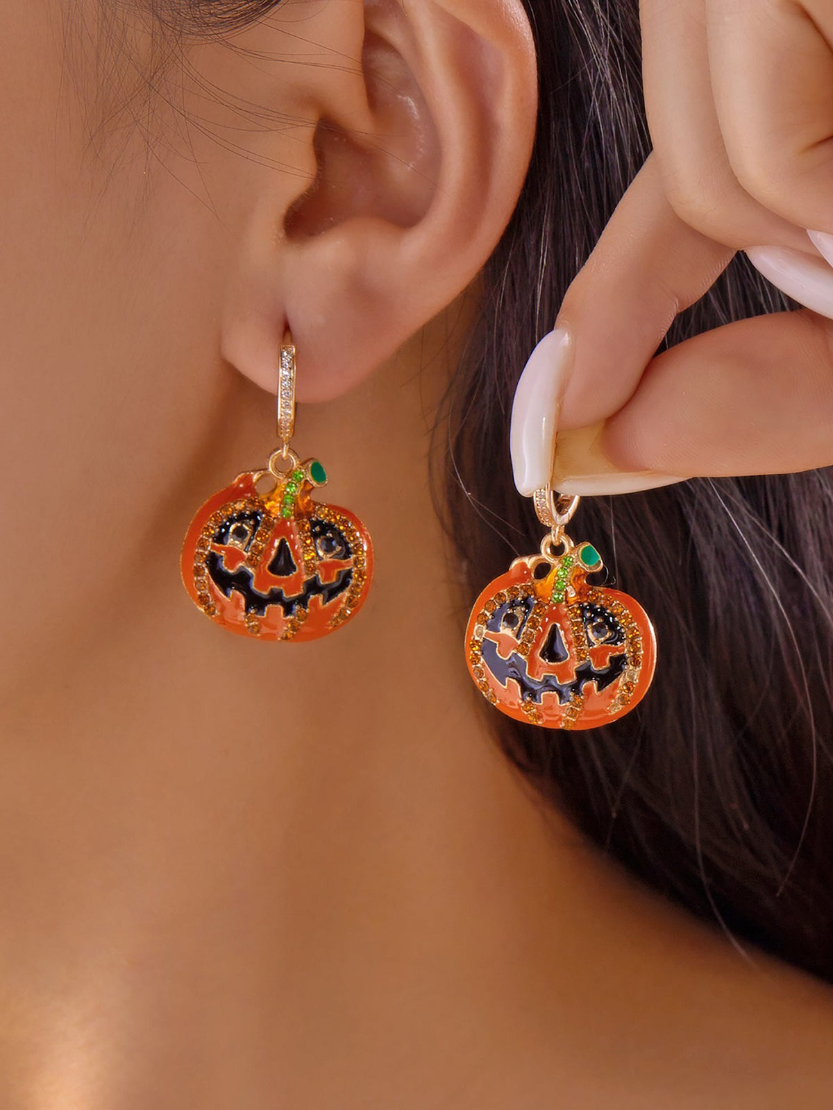 Halloween Style Faux Diamond Huggie Earrings