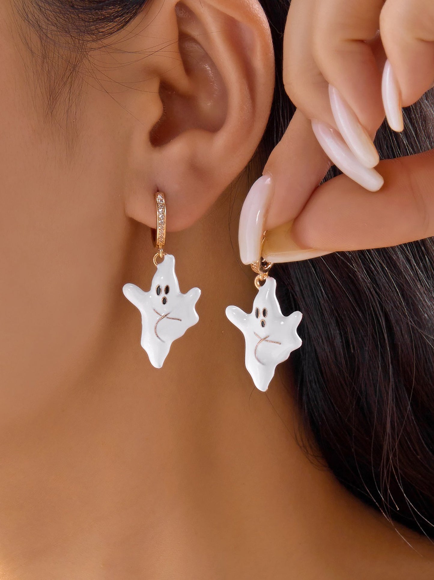 Halloween Style Faux Diamond Huggie Earrings