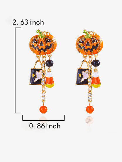 Halloween Faux Diamond Pumpkin Earrings