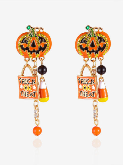 Halloween Faux Diamond Pumpkin Earrings