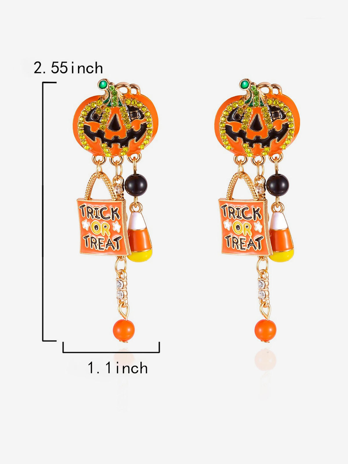 Halloween Faux Diamond Pumpkin Earrings