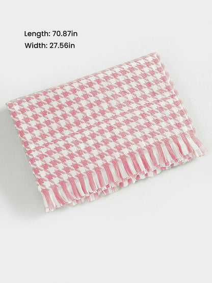 Fall Winter Houndstooth Tasseled Scarf