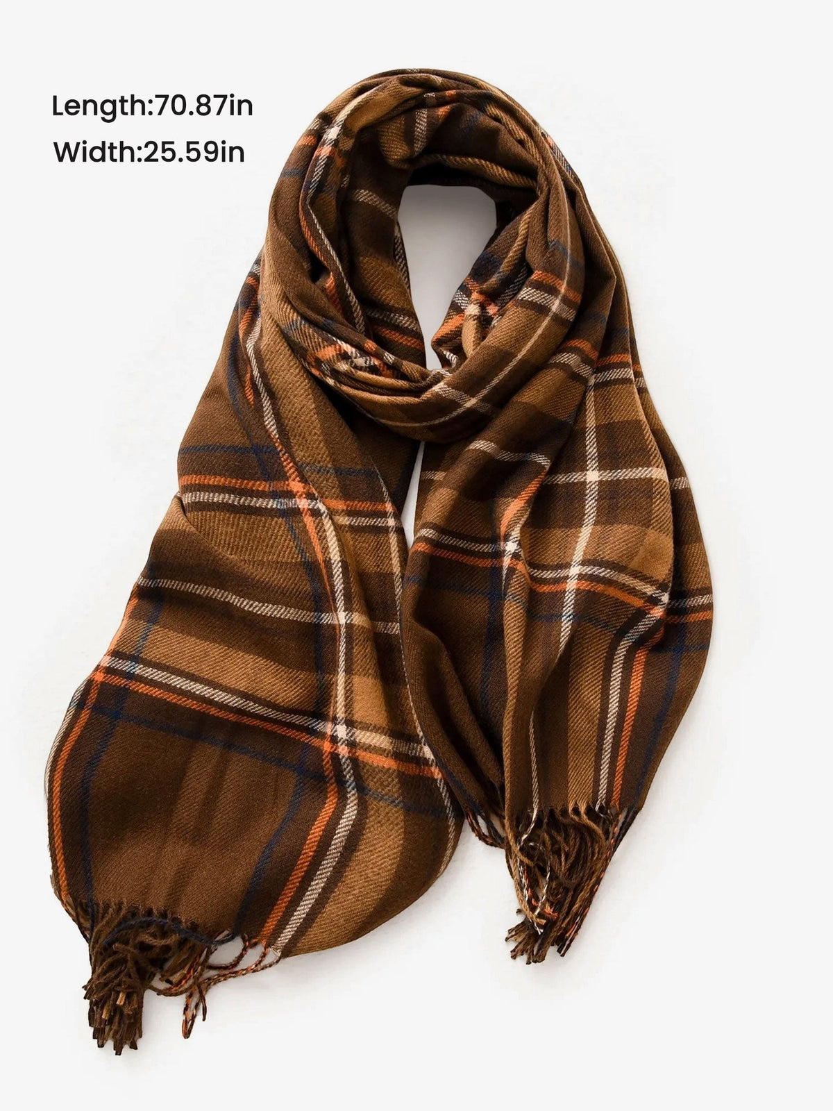 Fall Winter Geometric Plaid Tassel Scarf
