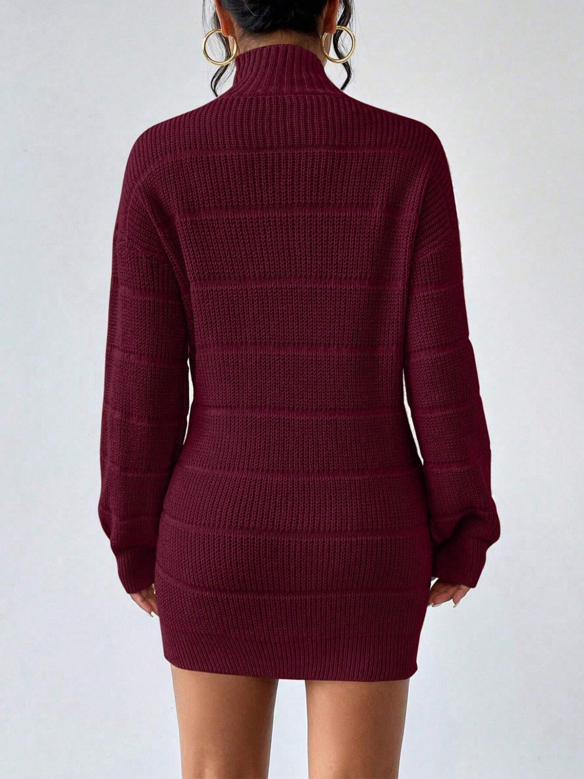 Turtleneck Long Sleeves Knitted Mini Sweater Dresss