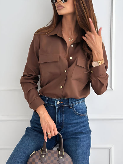 Solid Color Long Sleeve Button Down Shirt