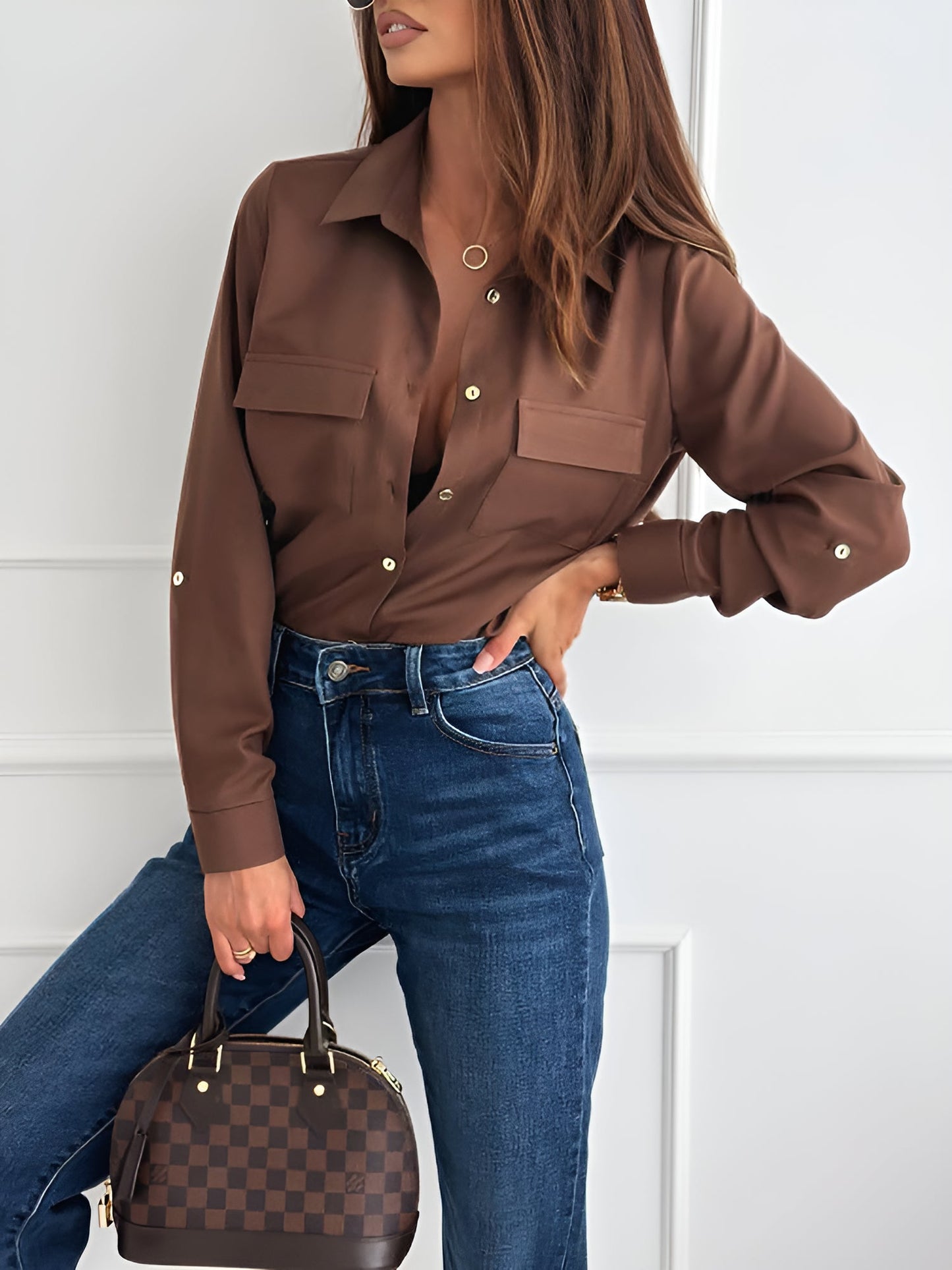 Solid Color Long Sleeve Button Down Shirt