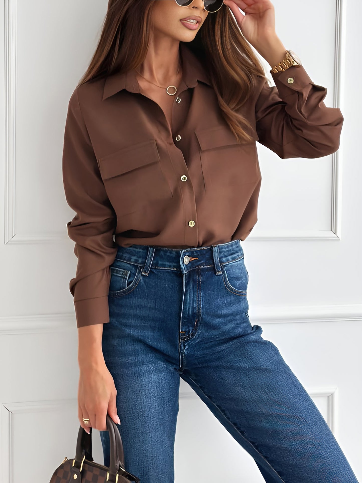 Solid Color Long Sleeve Button Down Shirt