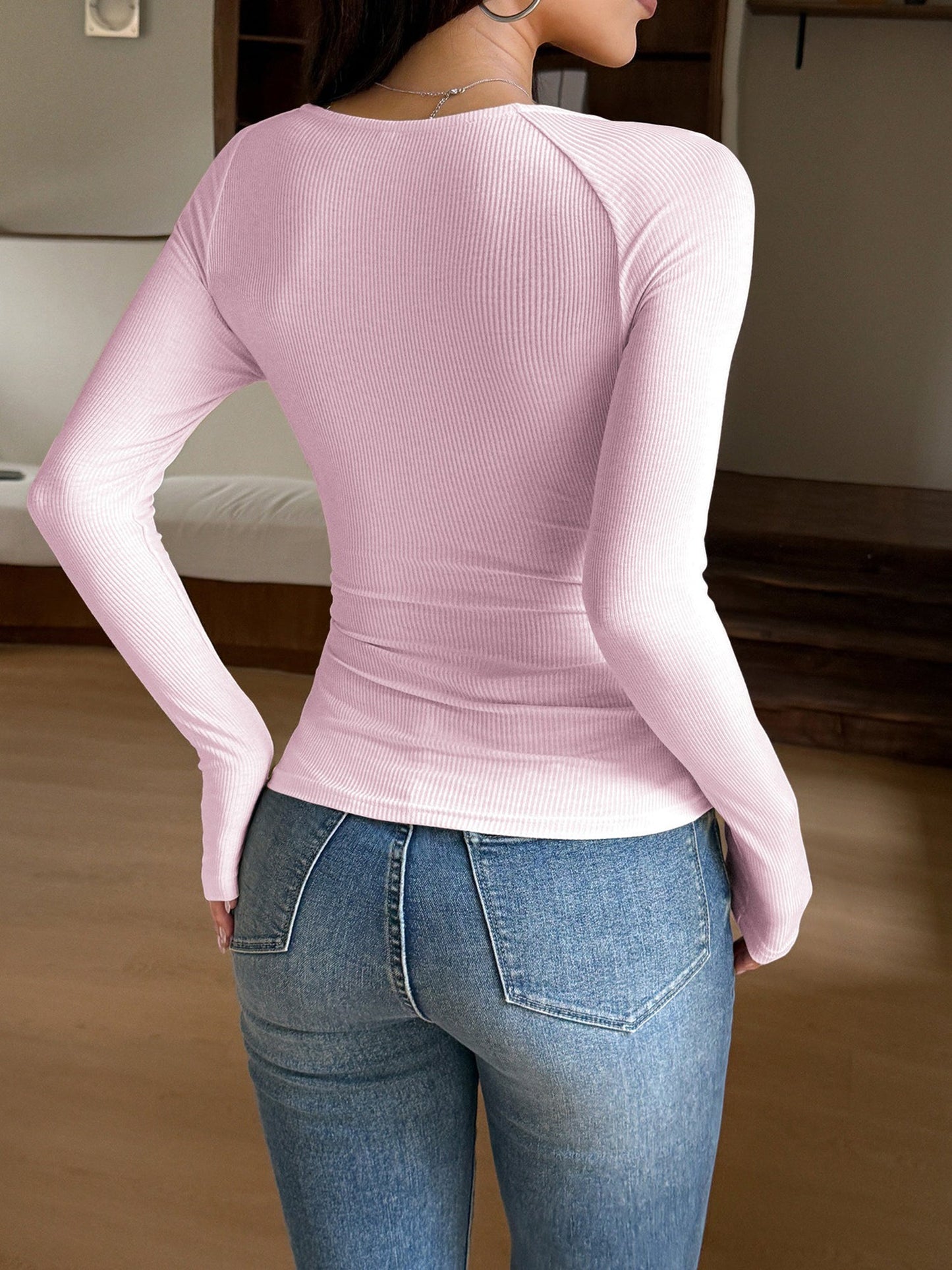 Lace Patchwork Slim Fit Long Sleeves Tops