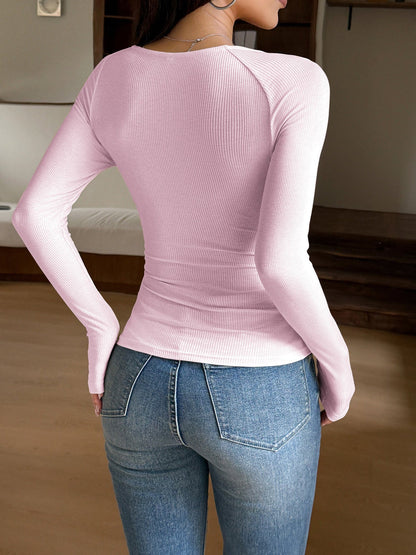 Lace Patchwork Slim Fit Long Sleeves Tops