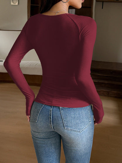 Lace Patchwork Slim Fit Long Sleeves Tops