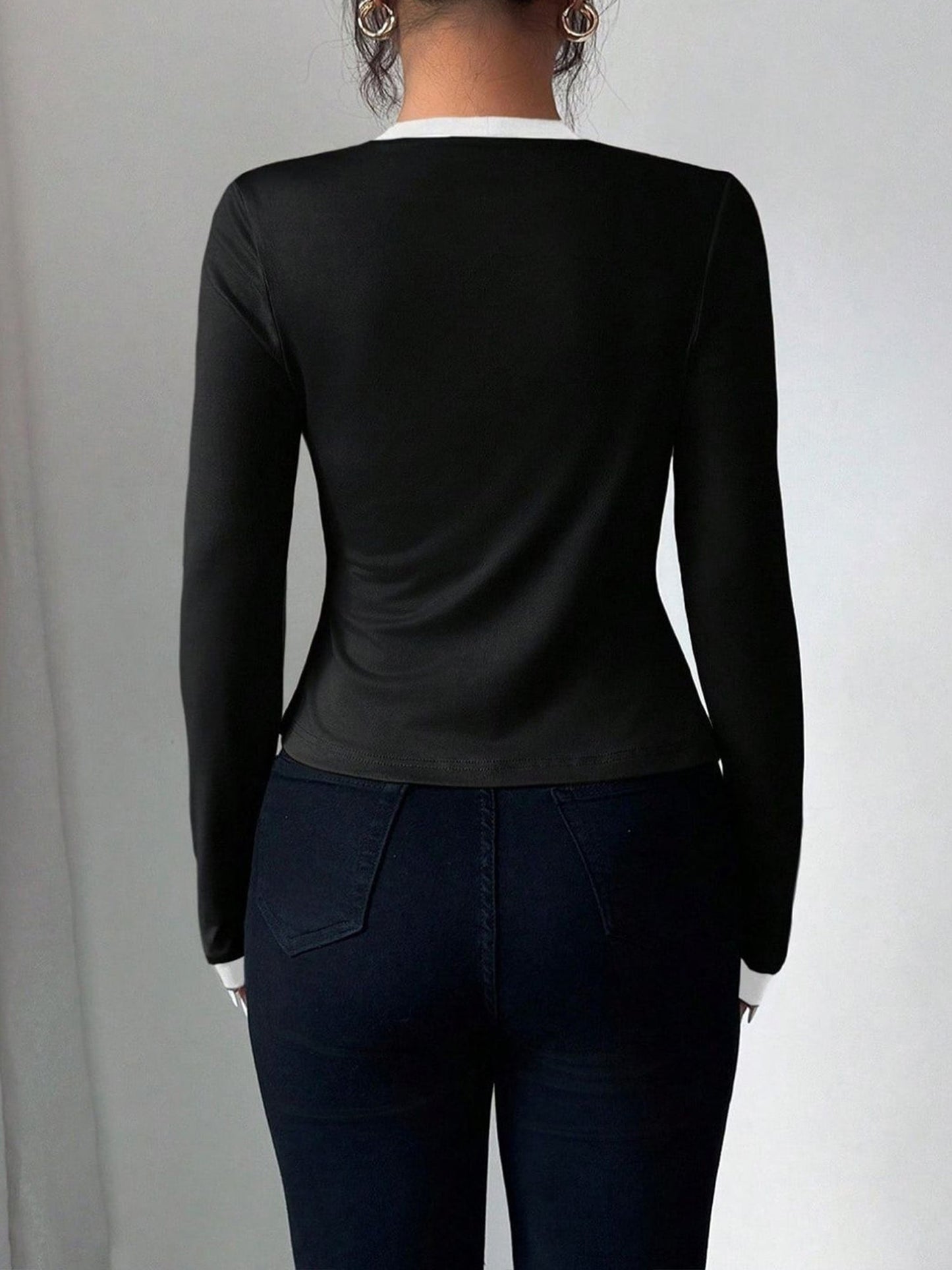 2 Pieces Colorblock Sleeveless Top & Long Sleeves Open Front Jacket Set