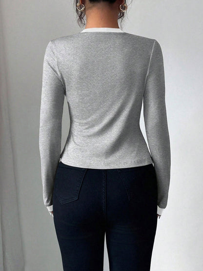 2 Pieces Colorblock Sleeveless Top & Long Sleeves Open Front Jacket Set